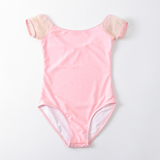 Load image into Gallery viewer, Sollune children's and adult's net mesh patchwork short-sleeve pearl macaron multi-color backless ballet jumpsuit